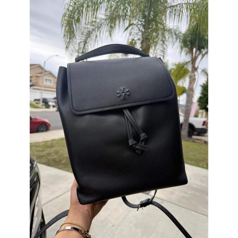 550!+ new Tory Burch Thea Black Leather Backpack